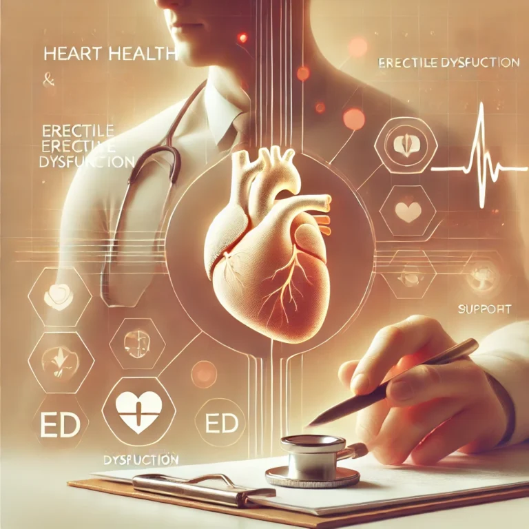 Conceptual image illustrating the link between heart health and Erectile Dysfunction for AMAE Clinic.