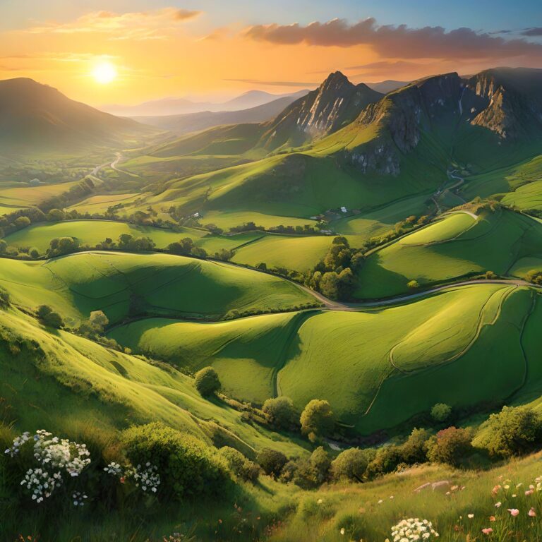 Irish landscape at sunrise, symbolizing energy and vitality for managing hypothyroidism with AMAE Clinic.